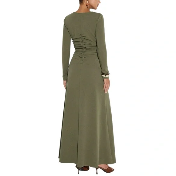 Commense Olive Green Long Sleeve Maxi Dress NWT - Picture 2 of 11
